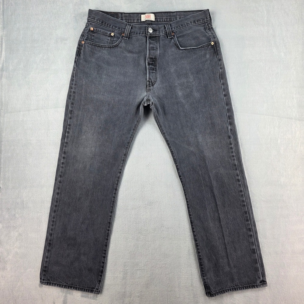 Levis 501 Original Straight Leg Button Fly Mens Jeans‎ Gray W38 L32 00501-0880